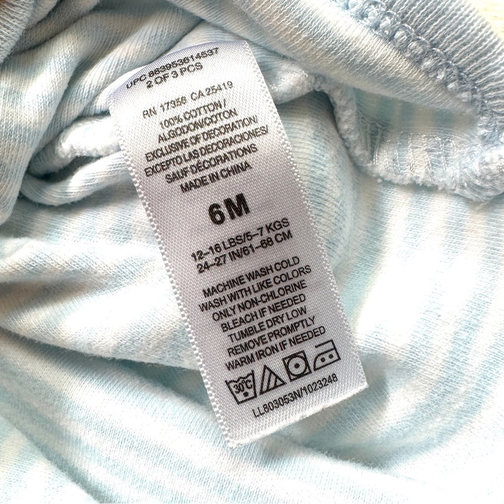 ⭐️ 5 for $25 Set of 2 Blue & White Baby Cotton Onesies Size 6–9 Months - Picture 6 of 9